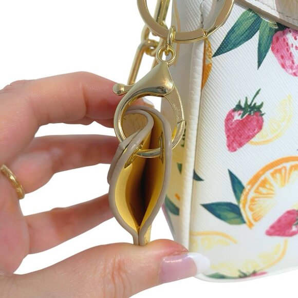 Nanette Lepore Juicy Fruit Slice Handbag w/ Lemon Keychain AirTag Holder Charm - Picture 7 of 9